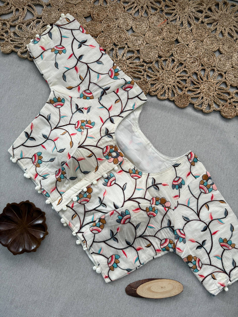 Wine Khadi Cotton Saree With Embrodery Work Stitched Blouse